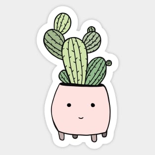 Smiling cactus in pink flowerpot Sticker